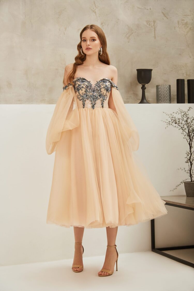 Tulle Evening Dress With Embroidery E2102