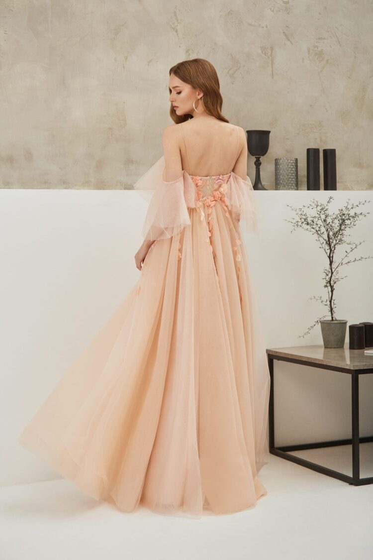 Peach Evening Dress With 3D Lace E2109 buy