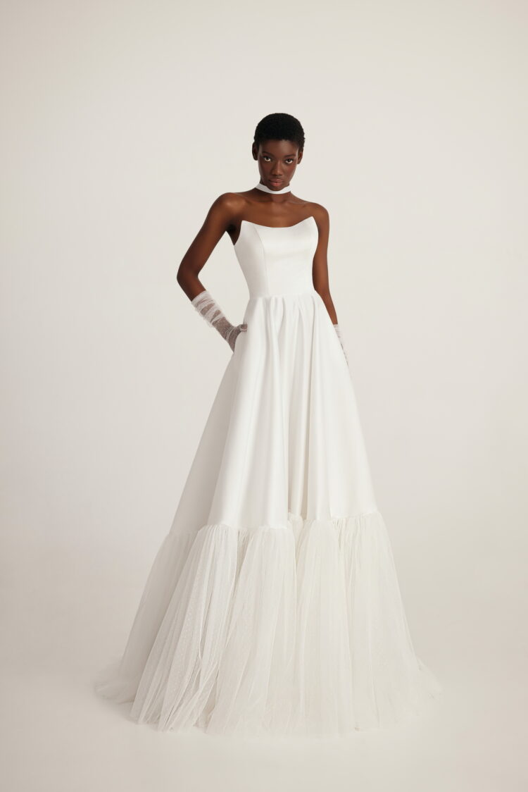 Satin, Doted Tulle Wedding Dress L205