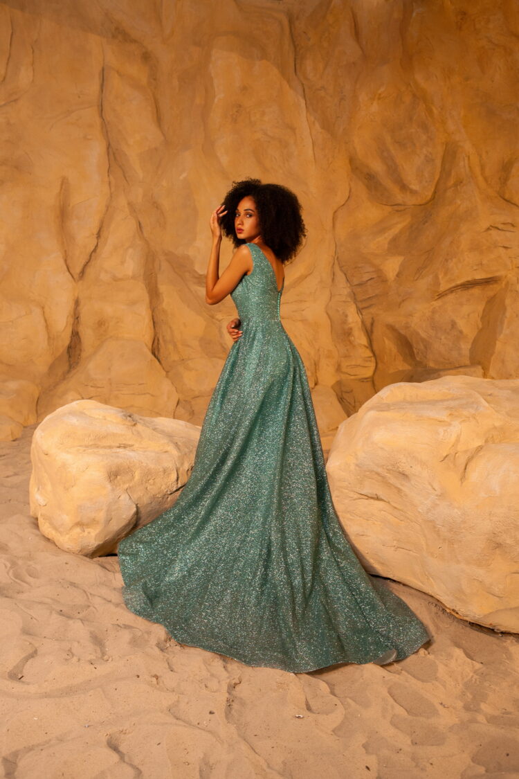 Aqua Glitter Evening Dress E2213 buy