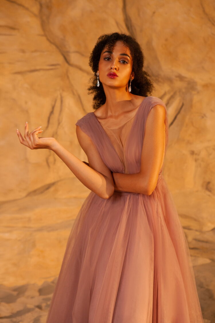 Deep Rose Tulle Evening Dress E2225 price dress