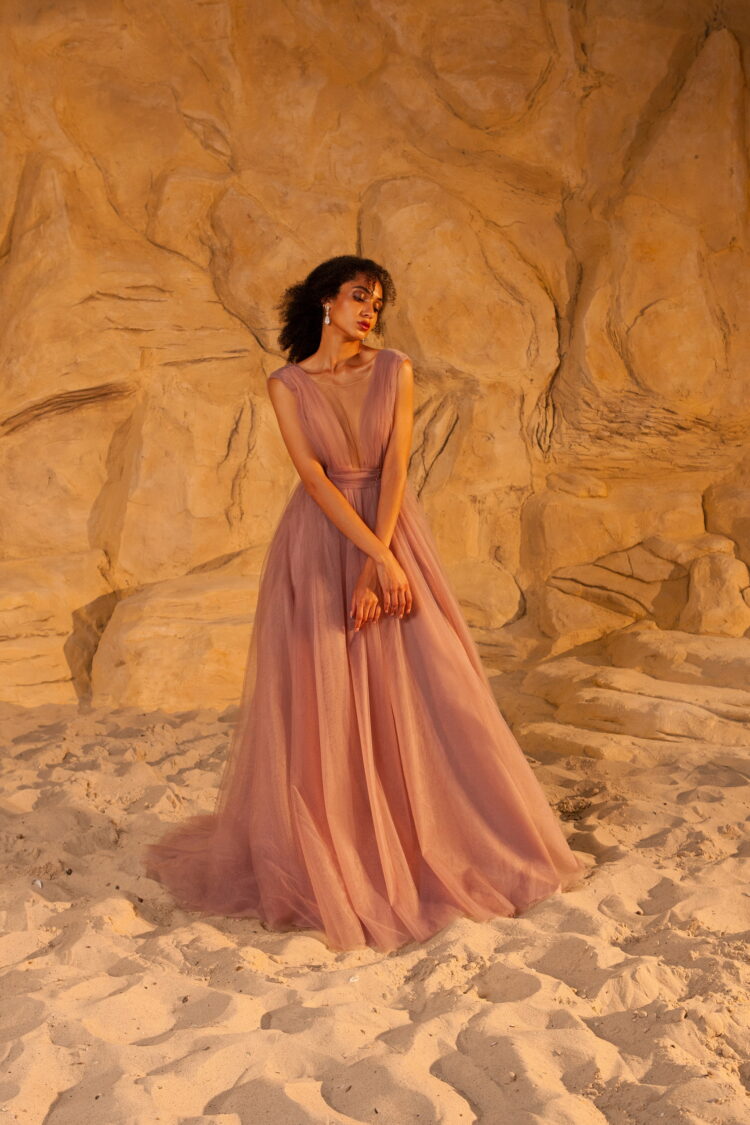 Deep Rose Tulle Evening Dress E2225 buy dress