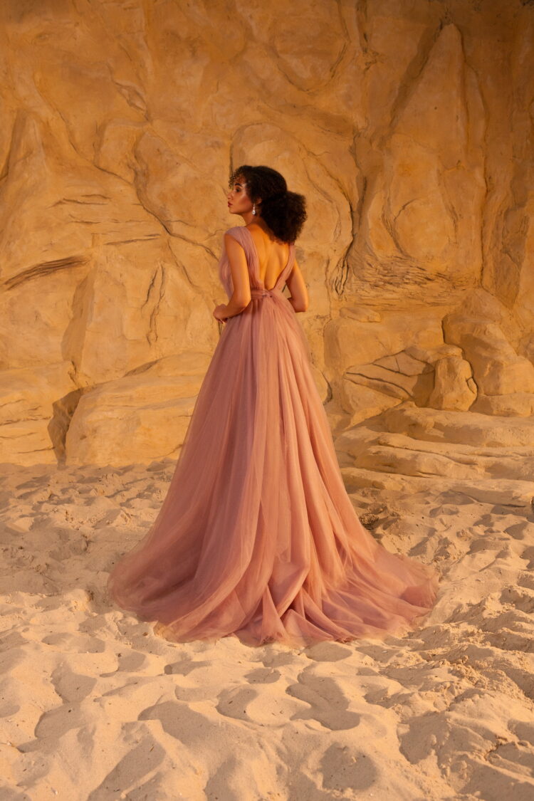 Deep Rose Tulle Evening Dress E2225 price