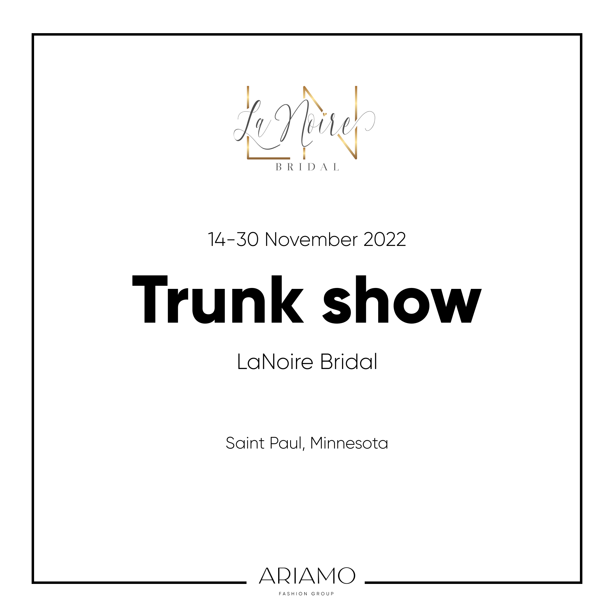 Trunk Show In Usa (Minnesota): Lanoire Bridal 14-30.11.2022