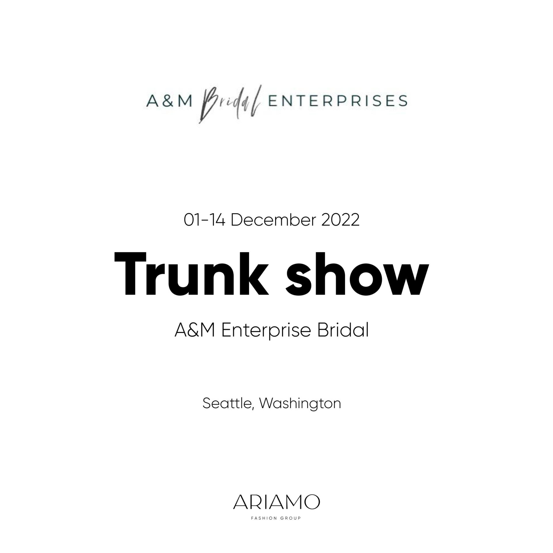 Trunk Show In Usa (Minnesota): A&Amp;M Enterprise Bridal 01-14.12.2022