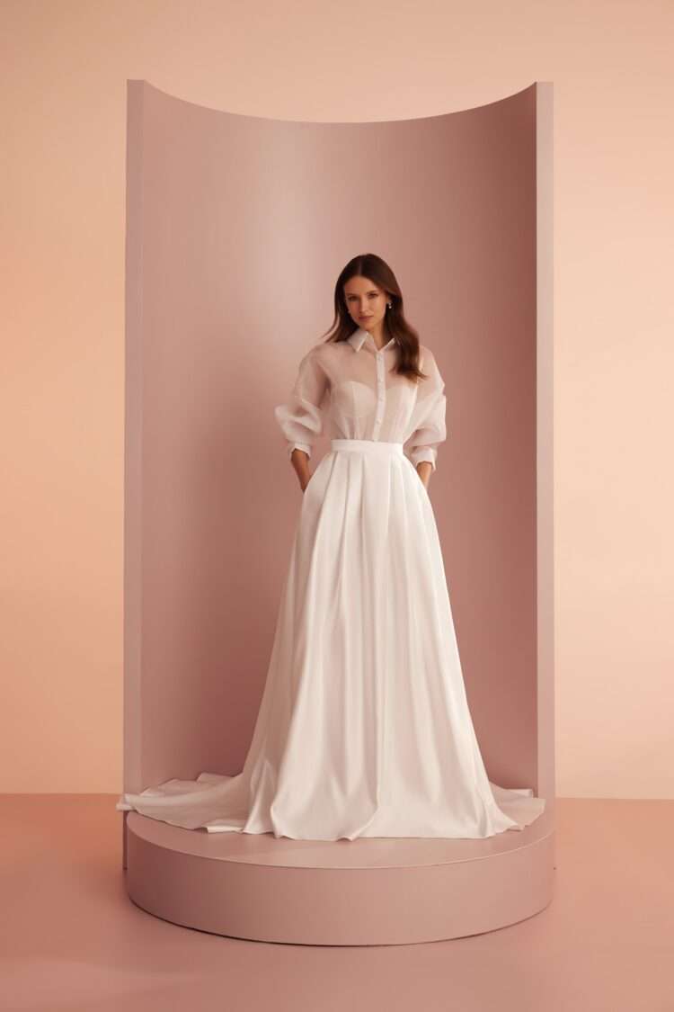 Satin And Organza Wedding Dress L408