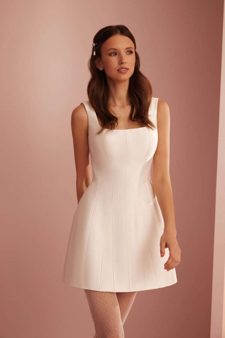 Short Mikado Wedding Dress With Cape L417 buy dress